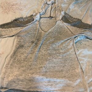 VENUS Light Green Hooded Cold Shoulder Top